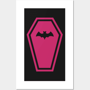 Hot Pink Vampire Bat Coffin Posters and Art